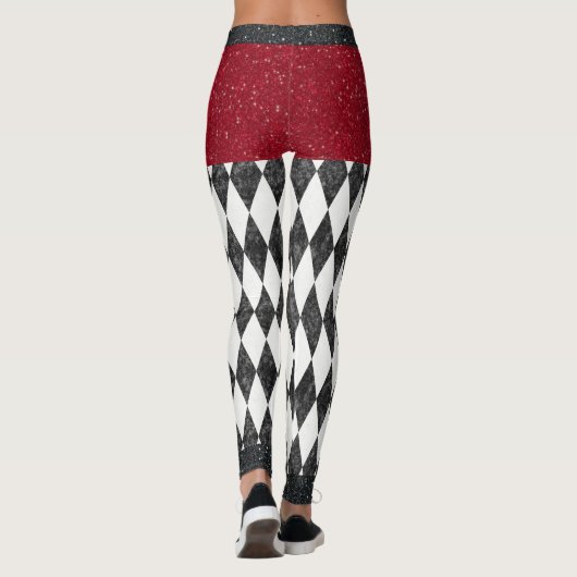 Classic Black White Harlequin Diamond Argyle Leggings (Achterkant)