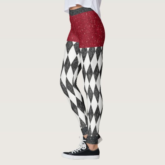 Classic Black White Harlequin Diamond Argyle Leggings (Links)