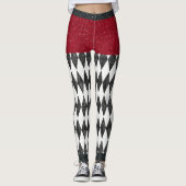 Classic Black White Harlequin Diamond Argyle Leggings (Voorkant)