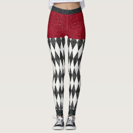 Classic Black White Harlequin Diamond Argyle Leggings
