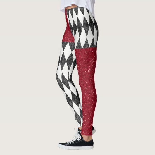 Classic Black White Harlequin Diamond Argyle Leggings (Links)