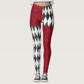 Classic Black White Harlequin Diamond Argyle Leggings (Voorkant)