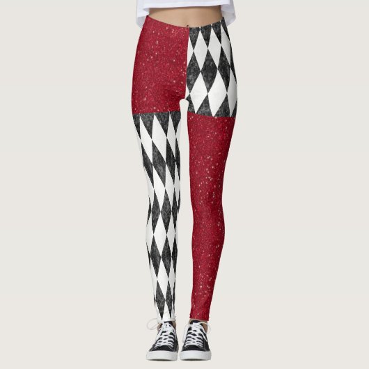 Classic Black White Harlequin Diamond Argyle Leggings (Voorkant)