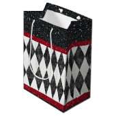 Classic Black White Harlequin Diamond Argyle Medium Cadeauzakje (Voorkant Gekanteld)