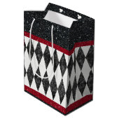 Classic Black White Harlequin Diamond Argyle Medium Cadeauzakje (Achterkant Gekanteld)