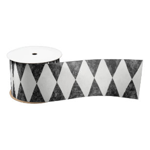 Classic Black White Harlequin Diamond Argyle Satijnen Lint