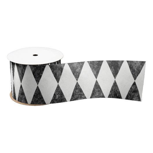 Classic Black White Harlequin Diamond Argyle Satijnen Lint (Spoel)