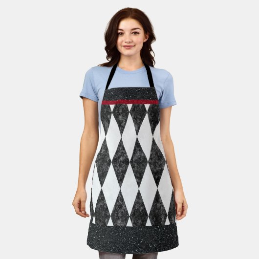Classic Black White Harlequin Diamond Argyle Schort (Gedragen)
