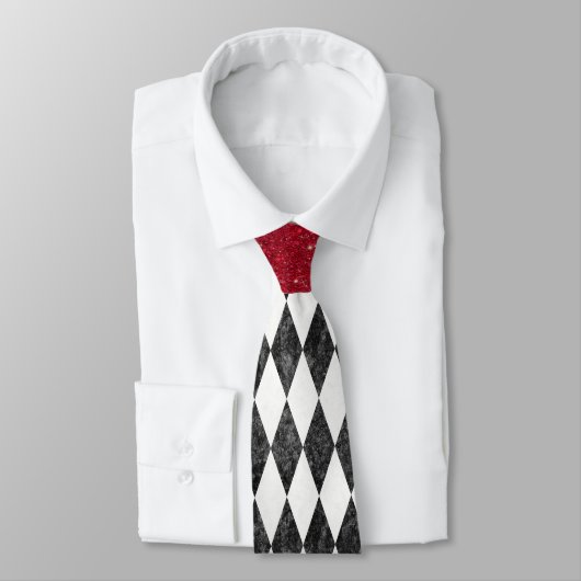 Classic Black White Harlequin Diamond Argyle Stropdas (Gebonden)