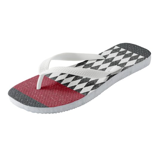 Classic Black White Harlequin Diamond Argyle Teenslippers (Schuin)