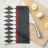 Classic Black White Harlequin Diamond Argyle Theedoek (Quarter Fold)