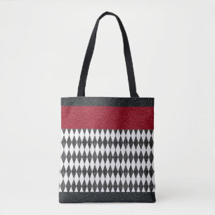 Classic Black White Harlequin Diamond Argyle Tote Bag