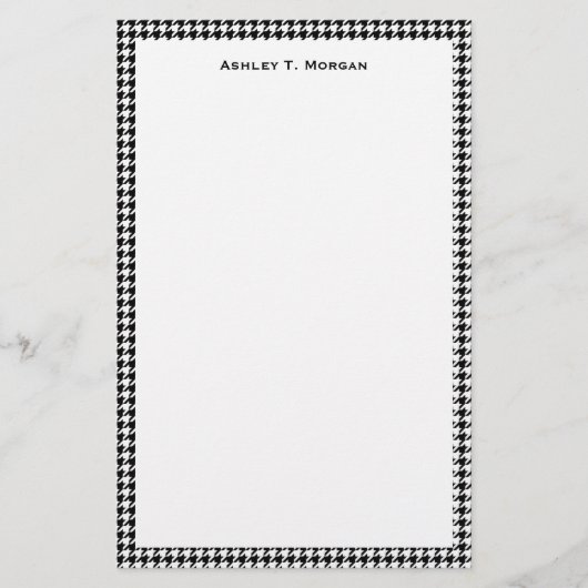 Classic Black White Houndstooth Briefpapier (Voorkant)