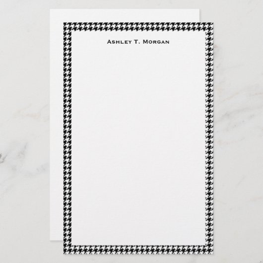 Classic Black White Houndstooth Briefpapier (Voorkant / Achterkant)
