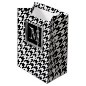 Classic Black White Houndstooth | Modern monogram Medium Cadeauzakje (Voorkant Gekanteld)