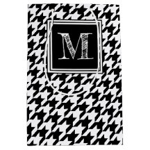 Classic Black White Houndstooth | Modern monogram