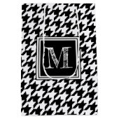 Classic Black White Houndstooth | Modern monogram Medium Cadeauzakje (Achterkant)