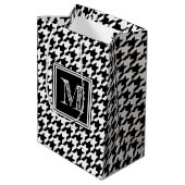 Classic Black White Houndstooth | Modern monogram Medium Cadeauzakje (Achterkant Gekanteld)