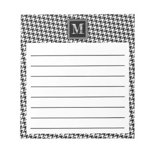 Classic Black White Houndstooth Modern monogram Notitieblok