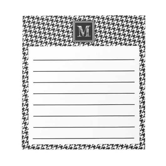 Classic Black White Houndstooth | Modern monogram Notitieblok (Voorkant)