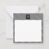 Classic Black White Houndstooth | Modern monogram Notitiekaartje (Voorkant)