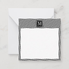 Classic Black White Houndstooth | Modern monogram Notitiekaartje