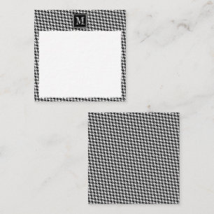 Classic Black White Houndstooth   Modern monogram Notitiekaartje