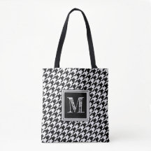 Classic Black White Houndstooth | Modern monogram