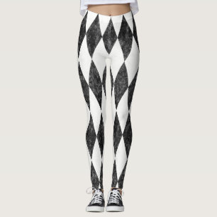 Classic Black White-Ice Harlequin Diamond Argyle Leggings
