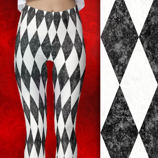 Classic Black White-Ice Harlequin Diamond Argyle Leggings