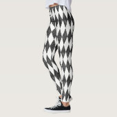 Classic Black White-Ice Harlequin Diamond Argyle Leggings (Links)