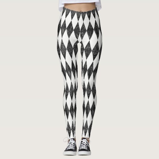 Classic Black White-Ice Harlequin Diamond Argyle Leggings (Voorkant)