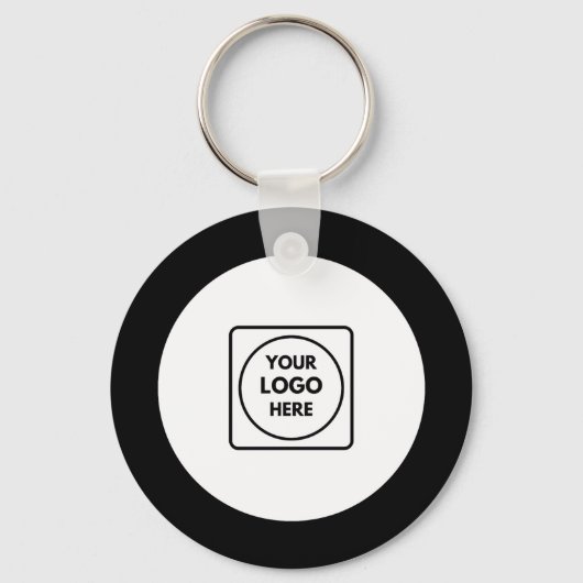Classic Black White Logo Business Promo Keychains Sleutelhanger (Voorkant)