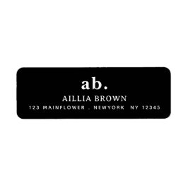Classic Black White Minimal Monogram Design Etiket