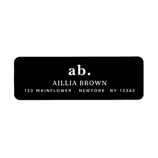 Classic Black White Minimal Monogram Design Etiket (Voorkant)