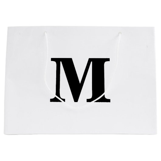 Classic Black & White Modern Letter Monogram Groot Cadeauzakje (Voorkant)
