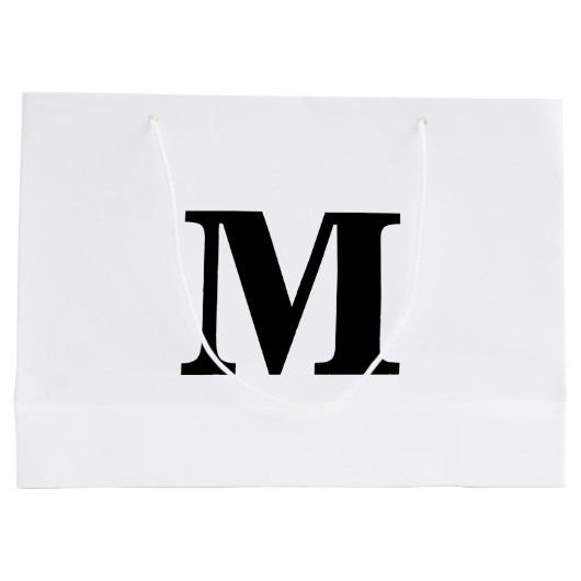 Classic Black & White Modern Letter Monogram Groot Cadeauzakje (Achterkant)