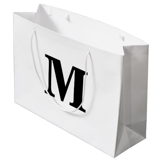 Classic Black & White Modern Letter Monogram Groot Cadeauzakje (Achterkant Gekanteld)