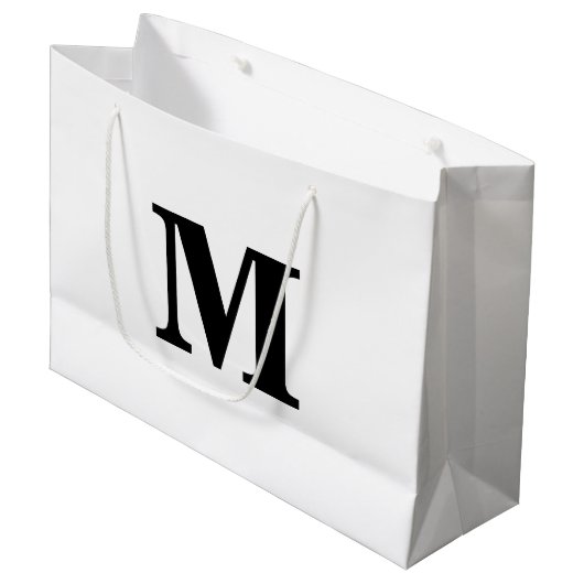 Classic Black & White Modern Letter Monogram Groot Cadeauzakje (Voorkant Gekanteld)