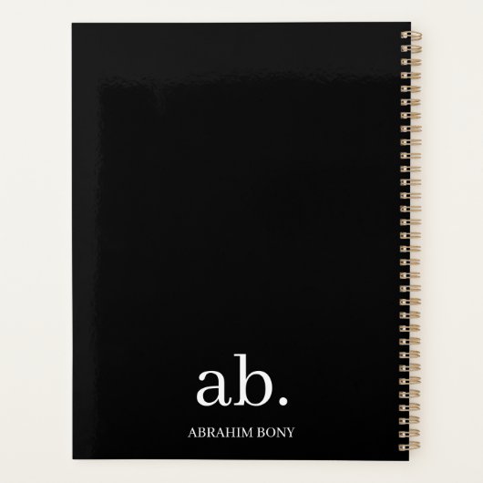 Classic Black & White Monogram Design Planner (Achterkant)