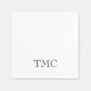Classic Black White Monogram Initiaal Elegant Servet