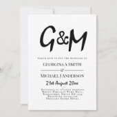 Classic Black White Monogram Typography Weddenscha Kaart (Voorkant)