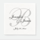 Classic Black White Monogram Weddenschap Paper Nap Servetten
