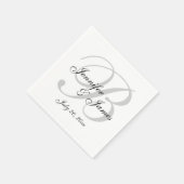 Classic Black White Monogram Weddenschap Paper Nap Servetten (Hoek)