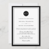 Classic Black & White Monogram Wedding Invitation Kaart (Voorkant)