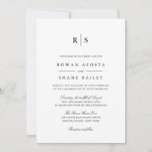 Classic Black & White Monogram Wedding Kaart (Voorkant)