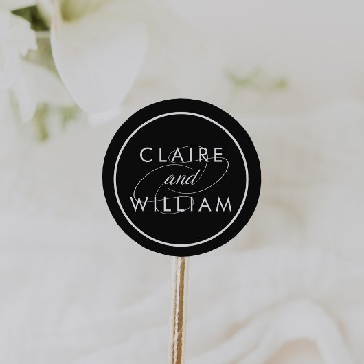 Classic Black & White Personal Wedding Sticker