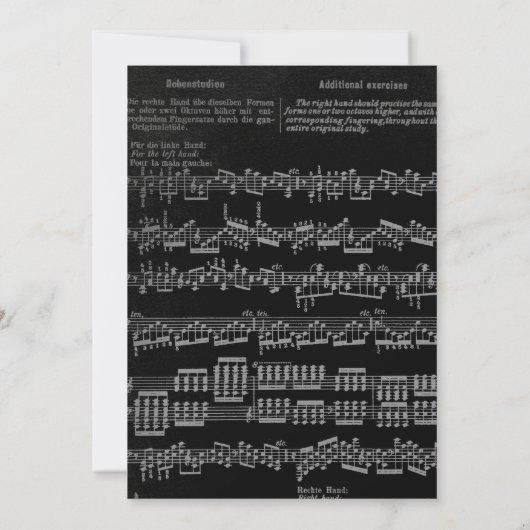 Classic Black & White Piano Overweging-uitnodiging Kaart (Achterkant)