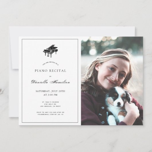 Classic Black & White Piano Overweging-uitnodiging Kaart (Voorkant)