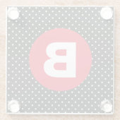 Classic Black & White Polka Dot with Red Monogram Glazen Onderzetter (Achterkant)